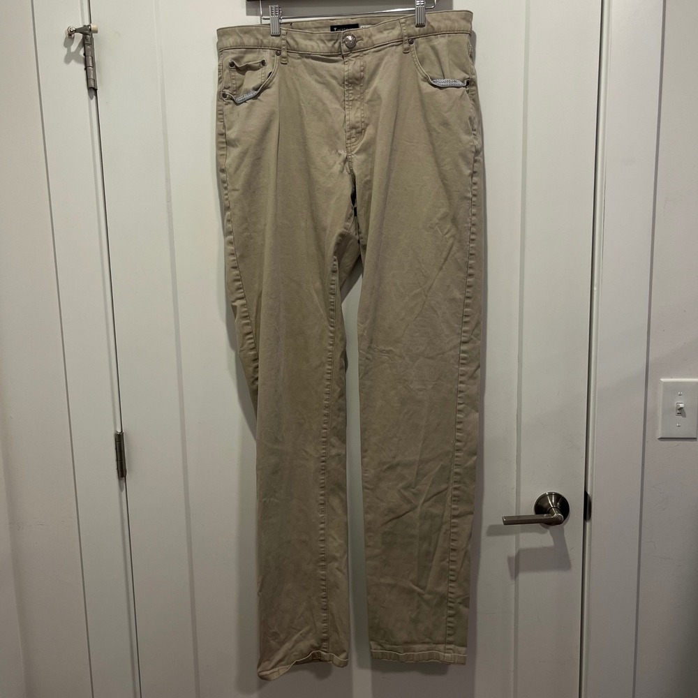 American Tall Mens‎ Chino Pants 38x40 Tan Khaki Slim Fit 5-Pocket Trousers